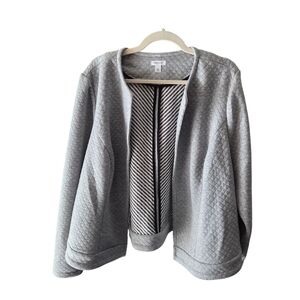 WestPort Gray Quilted Open Jacket Long Sleeve Round Neck Size 2X